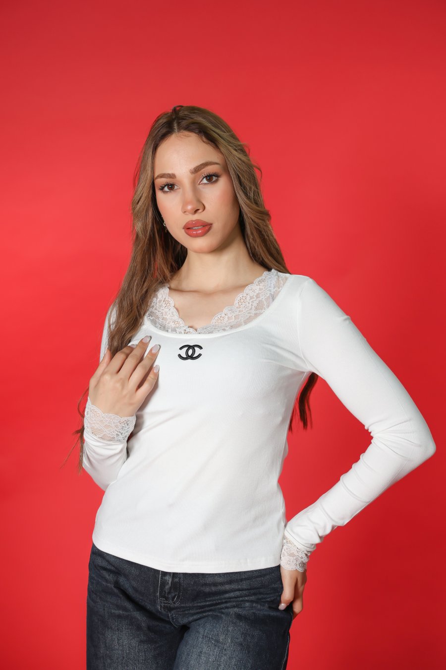 CHANEL chiffon collar blouse